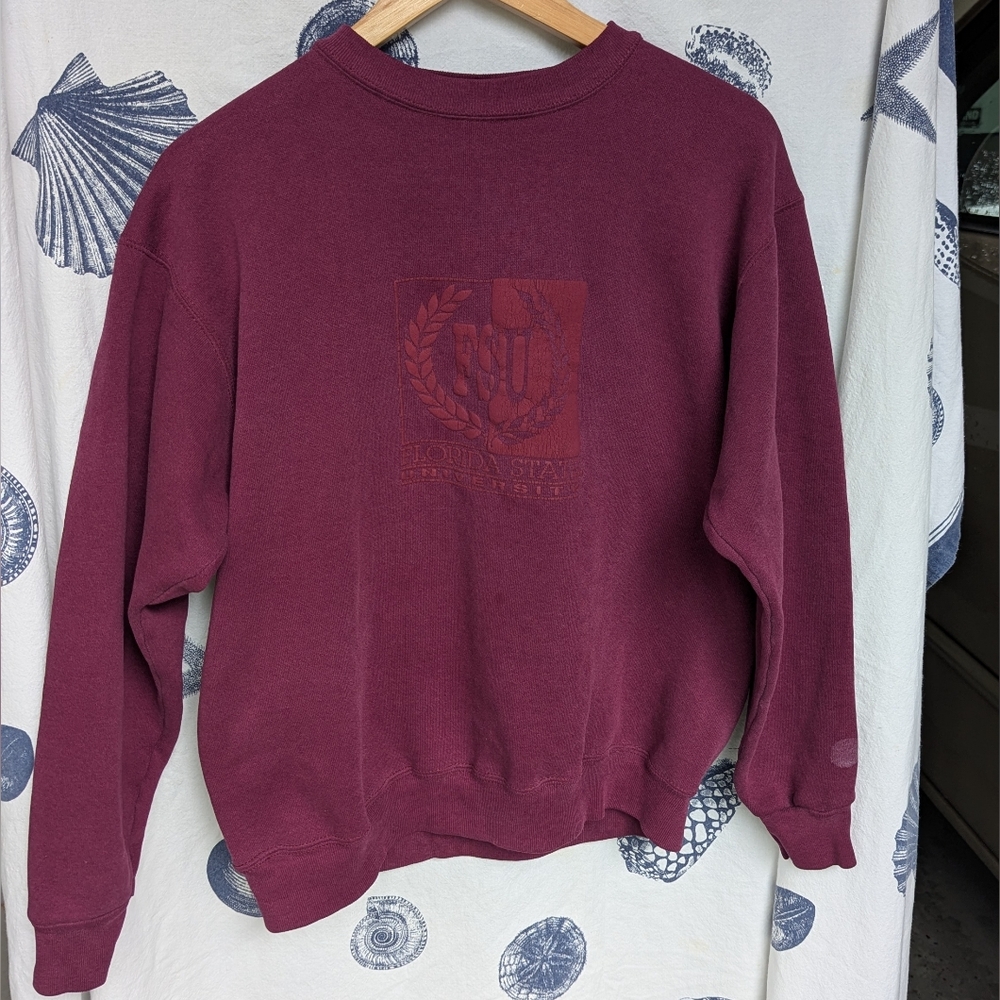 Vintage FSU Embossed Sweatshirt Maroon Size Medium